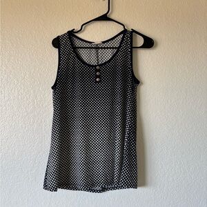 Elegant Black and White Polka Dot Tank Top #057